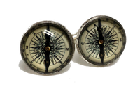 Compass Cufflinks, Stainless Steel
