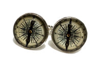 Compass Cufflinks, Stainless Steel