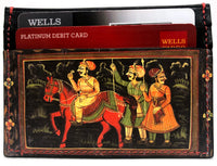 Indian Drawing 100% Nappa Leather Card Holder