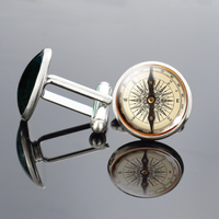 Compass Cufflinks, Stainless Steel