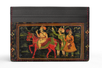 Indian Drawing 100% Nappa Leather Card Holder