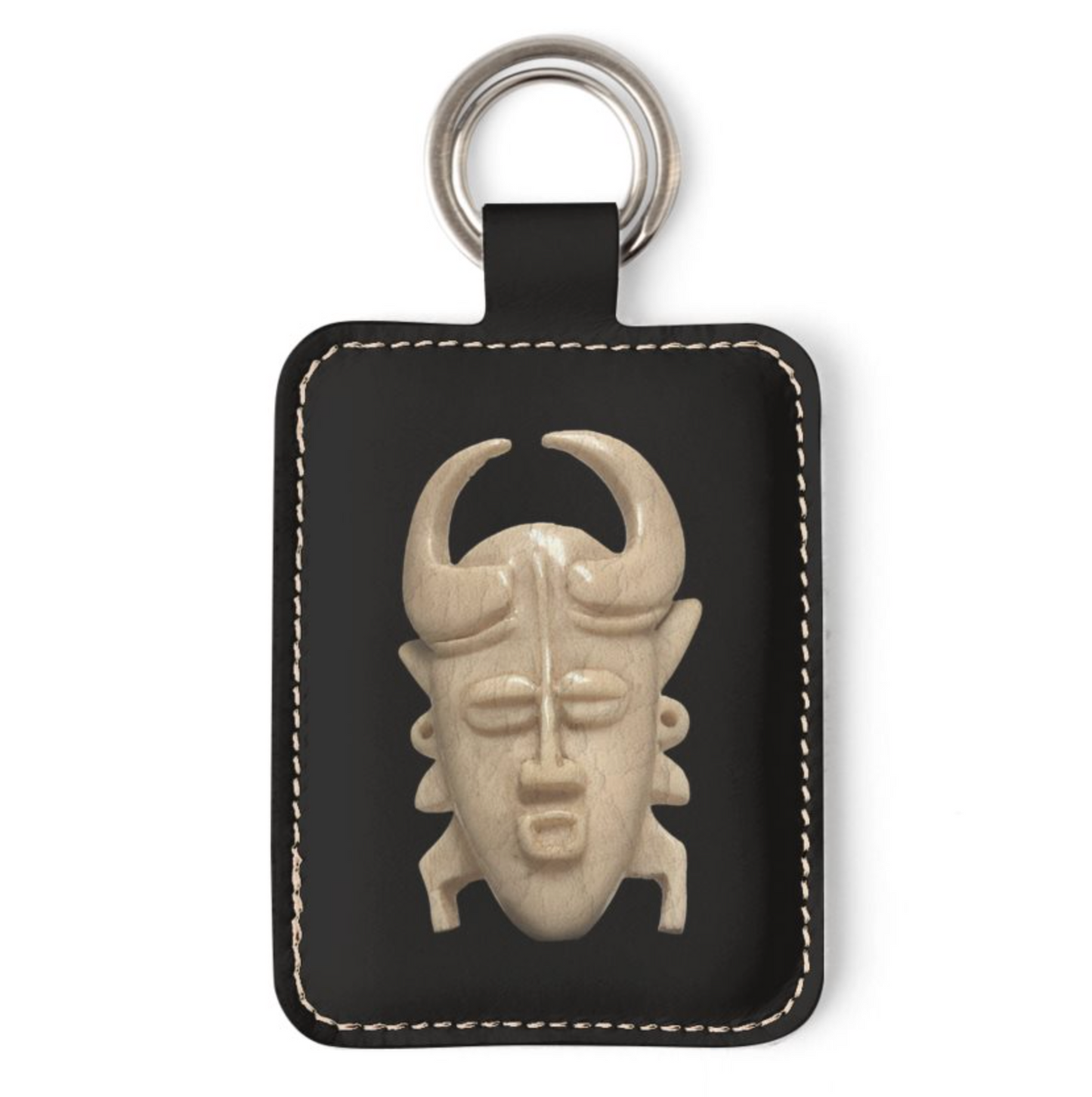 Devil Mask Leather Key Ring