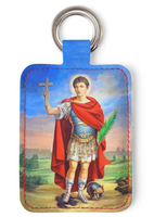 Saint Expeditus Leather Key Ring