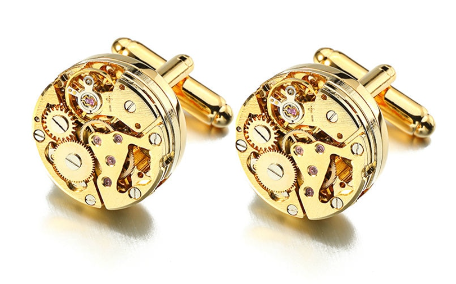 Golden Clockwork Design Cufflinks